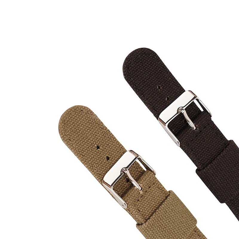 Custom Wholesale 18mm High Grade Buckle Black Canvas Cloth Watch Strap