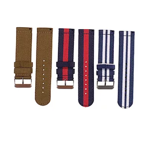 Custom Printed 18-22mm Bulk Wholesale Thick Custom Color Gold Nylon Watch Nato Strap