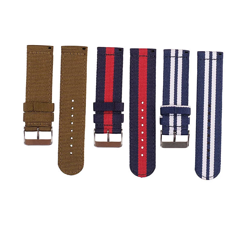 Custom Printed 18-22mm Bulk Wholesale Thick Custom Color Gold Nylon Watch Nato Strap