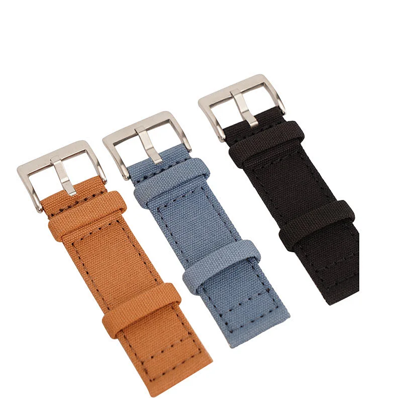 Custom Wholesale Durable Sport fine woven colorful buckle canvas Watch fabrics Strap