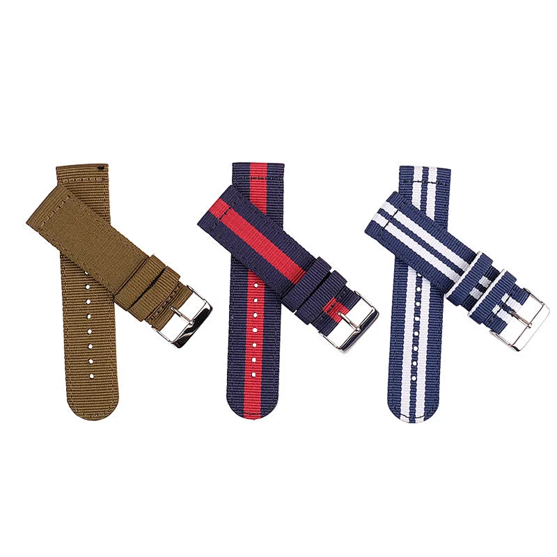 Custom Printed 18-22mm Bulk Wholesale Thick Custom Color Gold Nylon Watch Nato Strap