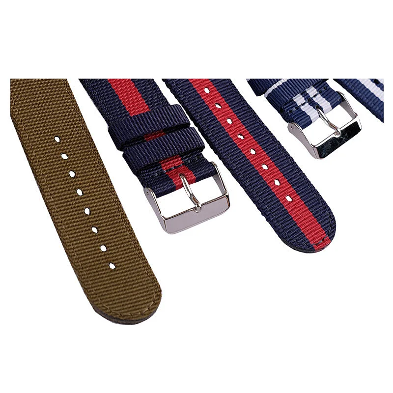 Custom Printed 18-22mm Bulk Wholesale Thick Custom Color Gold Nylon Watch Nato Strap