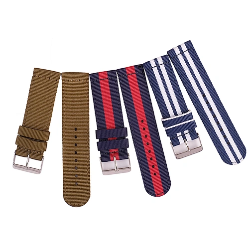 Custom Printed 18-22mm Bulk Wholesale Thick Custom Color Gold Nylon Watch Nato Strap