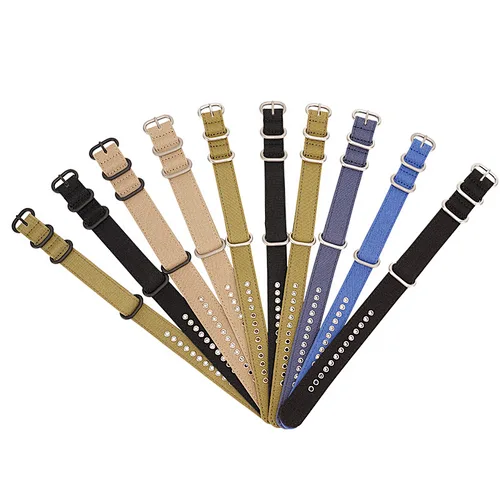 Manufacturers Custom Wholesale Durable Sport fine woven colorful buckle canvas Watch fabrics Strap