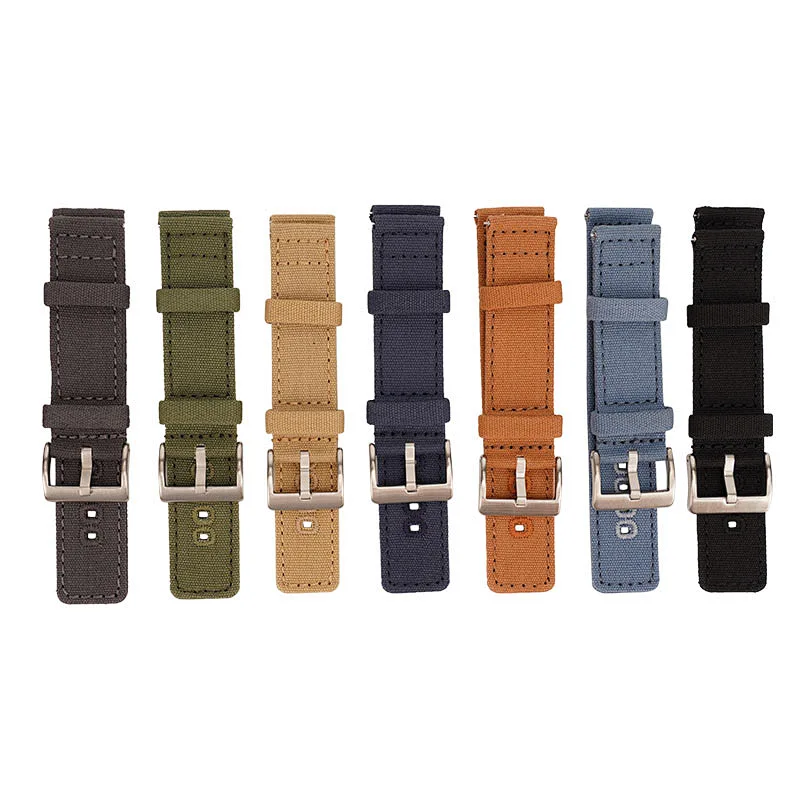 Custom Wholesale Durable Sport fine woven colorful buckle canvas Watch fabrics Strap