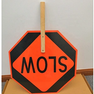 450mm Stop Slow Aluminum Sign Paddle Traffic Road Warning Sign  with Wooden Dowel for Safety