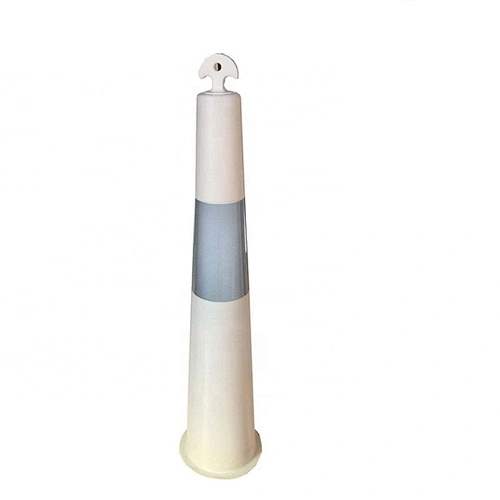 Safety Warning White Stackable Bollard With 6kg Rubber Base Plastic Traffic Warning Road Bollard