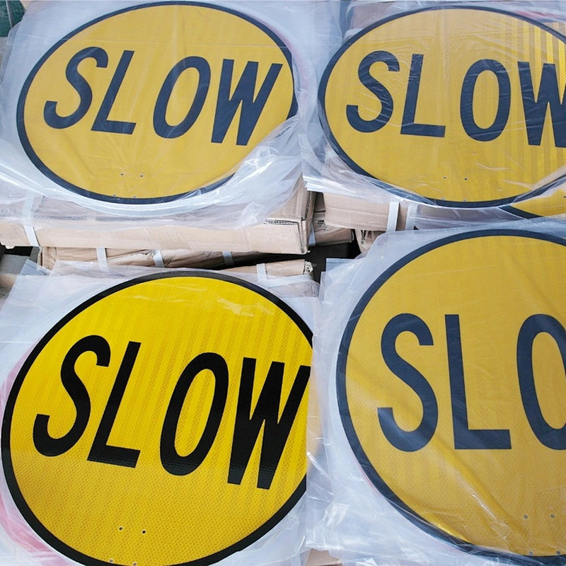 450mm Diameter Custom Reflective Aluminum Paddle and Handle Traffic Road Warning Sign with Stop/Slow