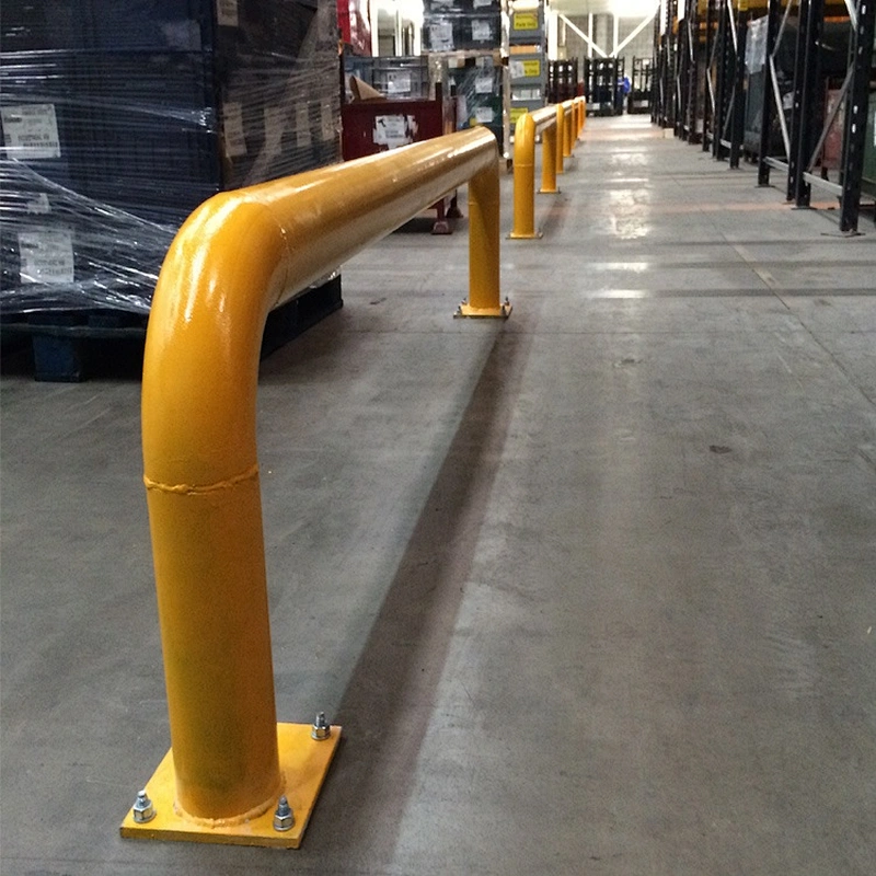 Yellow Crash Steel Protection Bollard With Black Reflective  In-ground Based Mounted Traffic Steel Bollards