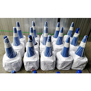 Road Safety 50cm Blue PE Traffic Cone With 100mm Reflective 20