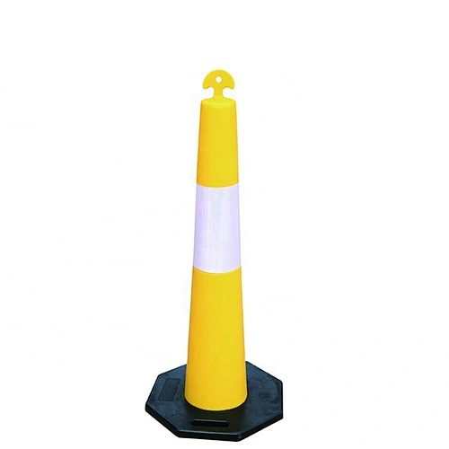 Security Yellow PE Stackable Bollard Traffic Warning Bllard With 8kg Rubber Base Traffic Control Bollard