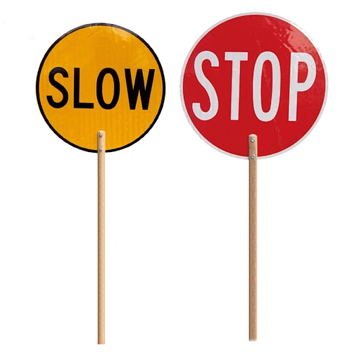 Stop and Slow Sign Aluminum Paddle Traffic Road Warning Sign  with Wooden Dowel for Safety