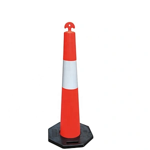 Protective Orange Stackable Bollard With 6kg Rubber Base Reflective Traffic Warning Bllard