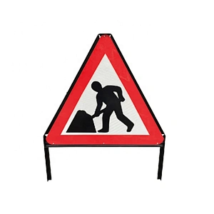 Useful Function Sign Frame Customizable Black Powder Coating Triangle Sign Stand 860(W)x1050(H)mm Traffic Sign