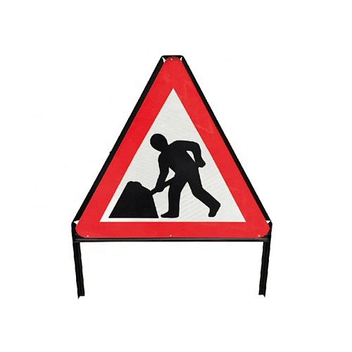 Useful Function Sign Frame Customizable Black Powder Coating Triangle Sign Stand 860(W)x1050(H)mm Traffic Sign