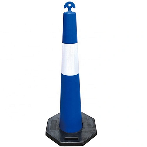 Road Safety Blue Stackable Bollard PE Traffic Warning Bllard With 12kg Rubber Base Plastic Traffic Bollard