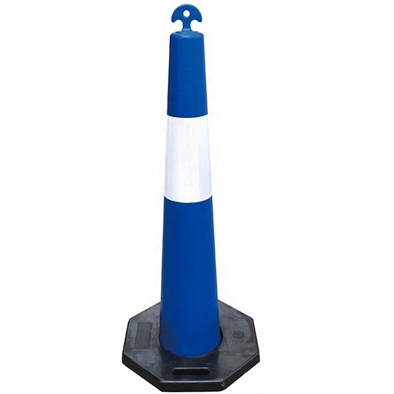 Road Safety Blue Stackable Bollard PE Traffic Warning Bllard With 12kg Rubber Base Plastic Traffic Bollard