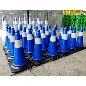 Road Safety 50cm Blue PE Traffic Cone With 100mm Reflective 20