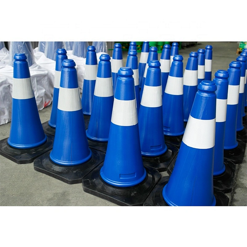 Road Safety 50cm Blue PE Traffic Cone With 100mm Reflective 20