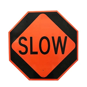 450mm Stop Slow Aluminum Sign Paddle Traffic Road Warning Sign  with Wooden Dowel for Safety