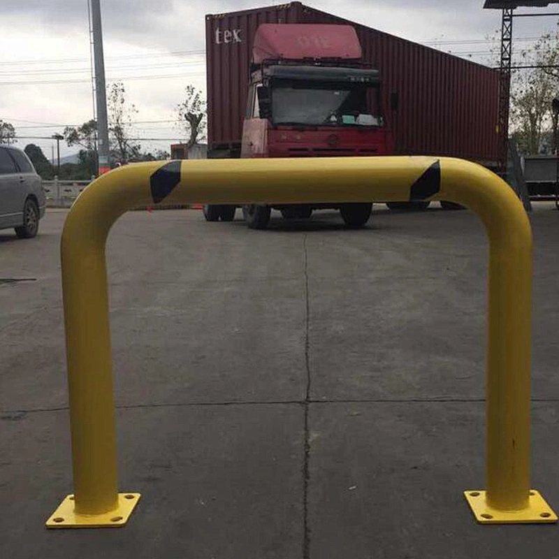 Yellow Crash Steel Protection Bollard With Black Reflective  In-ground Based Mounted Traffic Steel Bollards