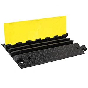 Flexible Rubber Cable Protector For 3 Cables 915(L)x500(W)x70(H)mm Floor With PP Cover 3 Channel Cable Cover