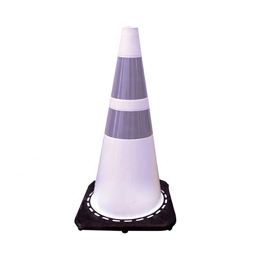 Hot Saling 700mm Plastic Cone With High Intense Grade Reflective And Black Base White Traffic Cone