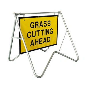 Roadwork Warning Frame Fit For 900x600mm Sign Galvanized Pipe Swing Stand Display