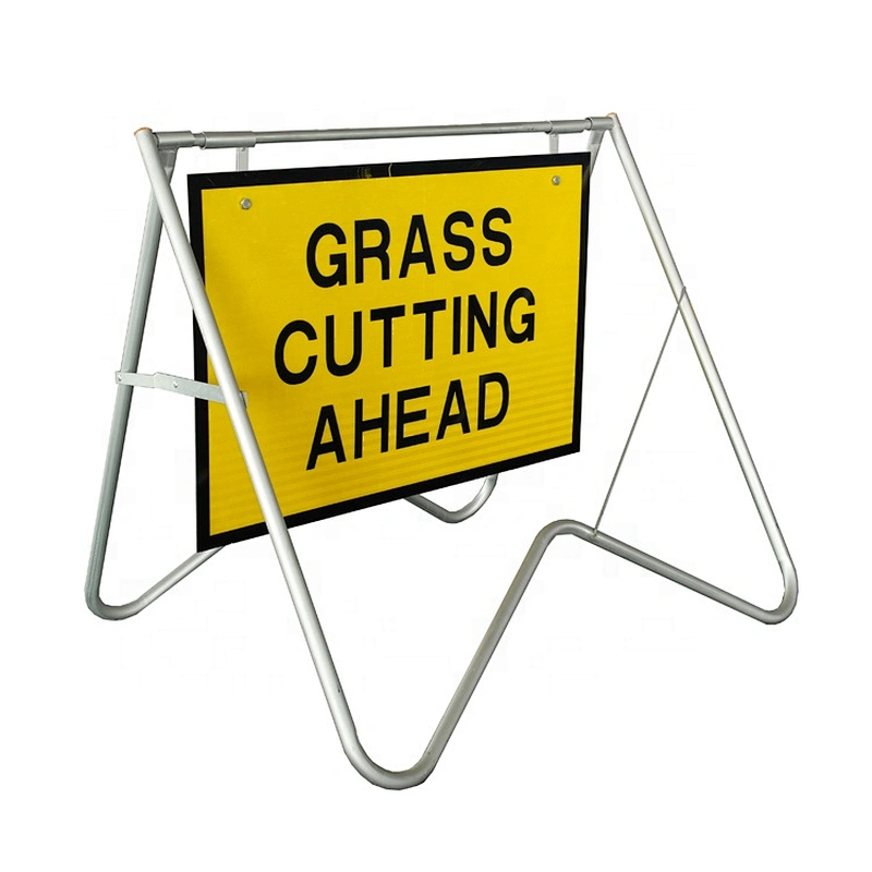 Roadwork Warning Frame Fit For 900x600mm Sign Galvanized Pipe Swing Stand Display