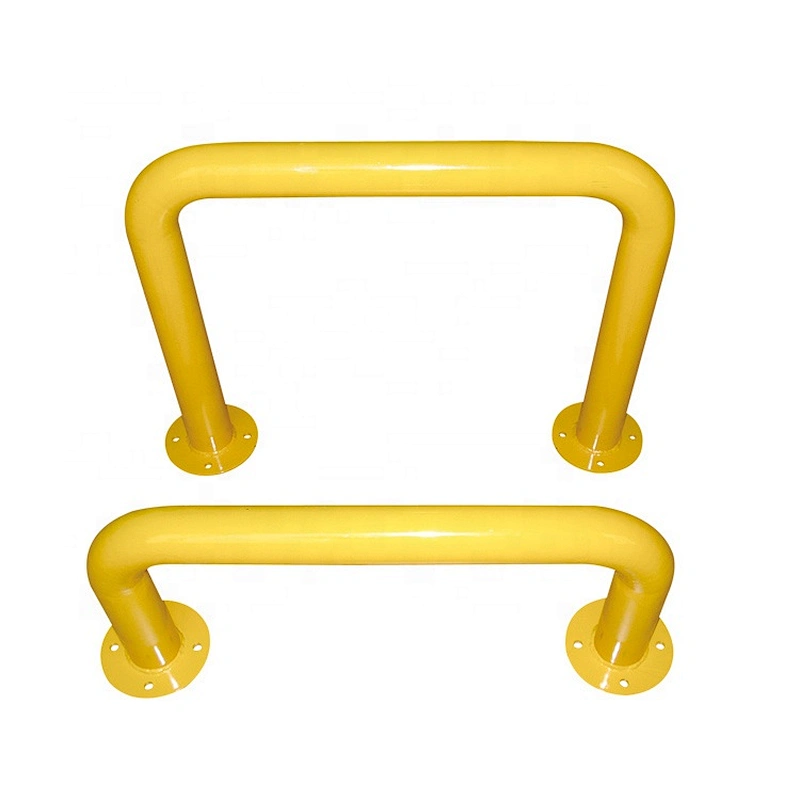 Yellow Crash Steel Protection Bollard With Black Reflective  In-ground Based Mounted Traffic Steel Bollards