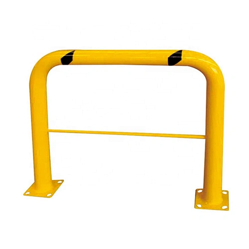 Yellow Crash Steel Protection Bollard With Black Reflective  In-ground Based Mounted Traffic Steel Bollards