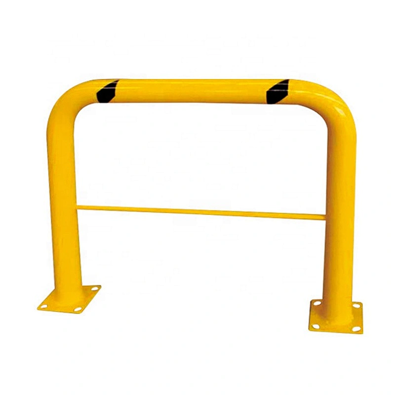 Yellow Crash Steel Protection Bollard With Black Reflective  In-ground Based Mounted Traffic Steel Bollards