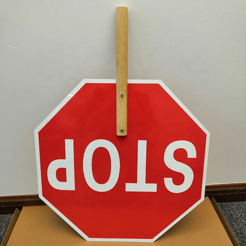 450mm Stop Slow Aluminum Sign Paddle Traffic Road Warning Sign  with Wooden Dowel for Safety