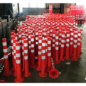 Road Safety 1000mm Flexible Bollard PU Traffic Bollard Waring Post
