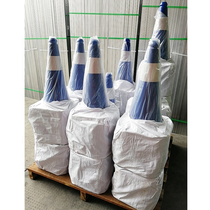 Road Safety 50cm Blue PE Traffic Cone With 100mm Reflective 20