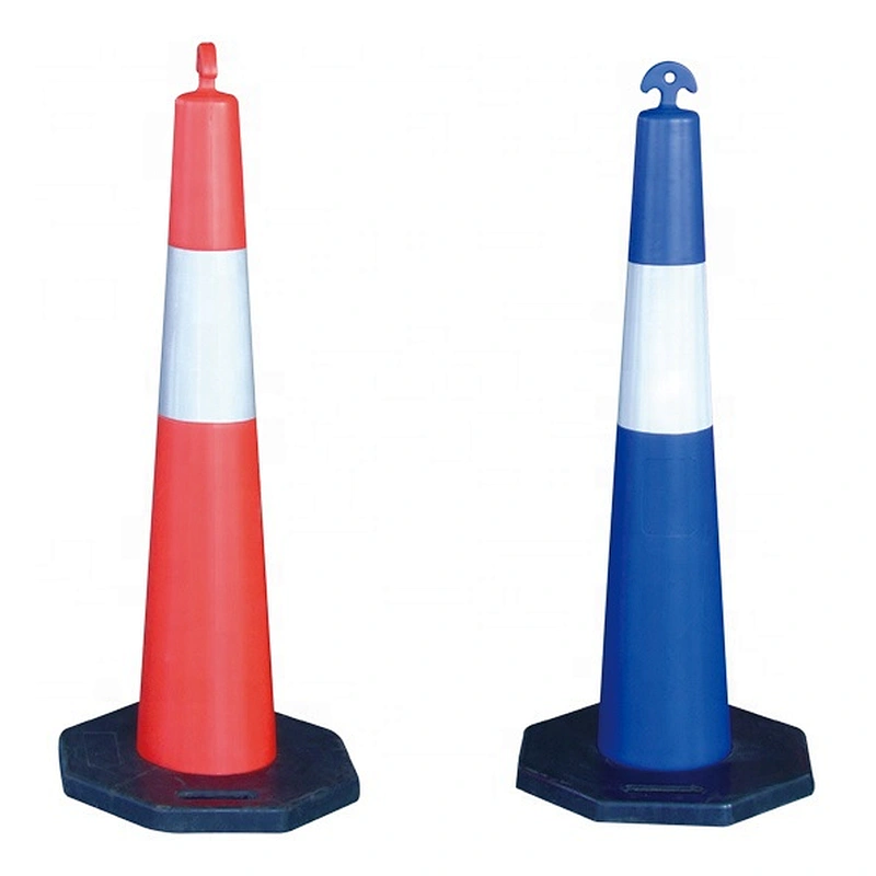 Road Safety Blue Stackable Bollard PE Traffic Warning Bllard With 12kg Rubber Base Plastic Traffic Bollard