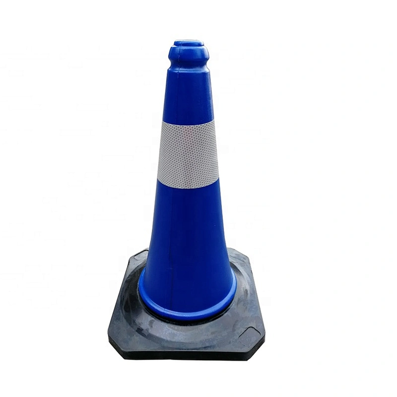 Road Safety 50cm Blue PE Traffic Cone With 100mm Reflective 20
