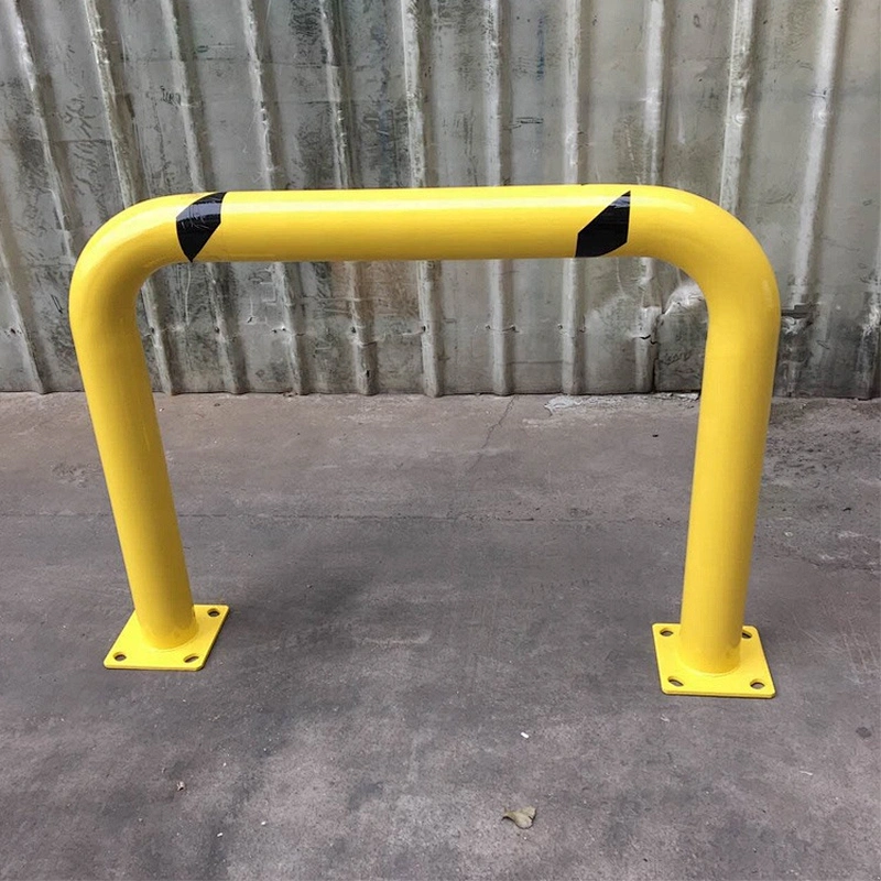 Yellow Crash Steel Protection Bollard With Black Reflective  In-ground Based Mounted Traffic Steel Bollards