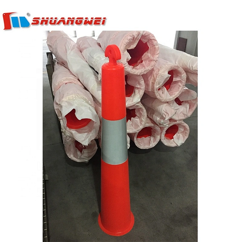 Safety Warning White Stackable Bollard With 6kg Rubber Base Plastic Traffic Warning Road Bollard