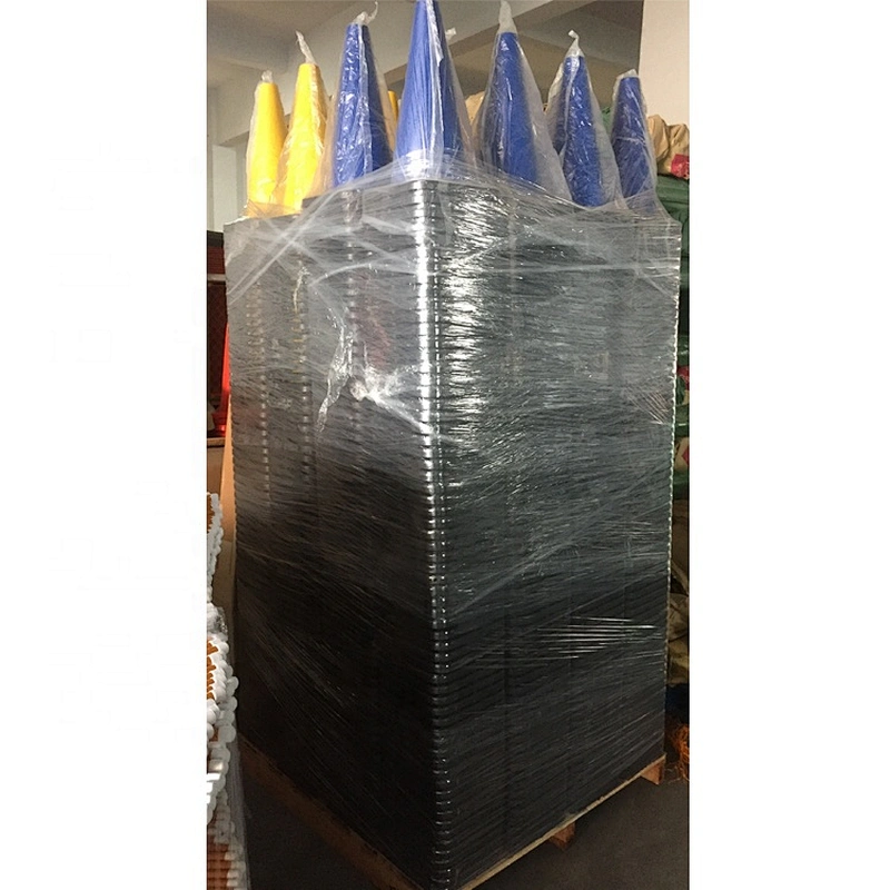 Flexible Road Safety Warning Cone  With High Intense Grade Reflective And Black Base 450mm Blue Traffic Cone