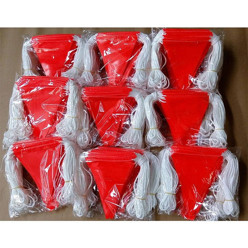 Outdoor Colorful Pennant Banner Safety Hi-Vis Fluorescent Flag Warning Flag Reusable Tough PVC Triangle Bunting Flagline