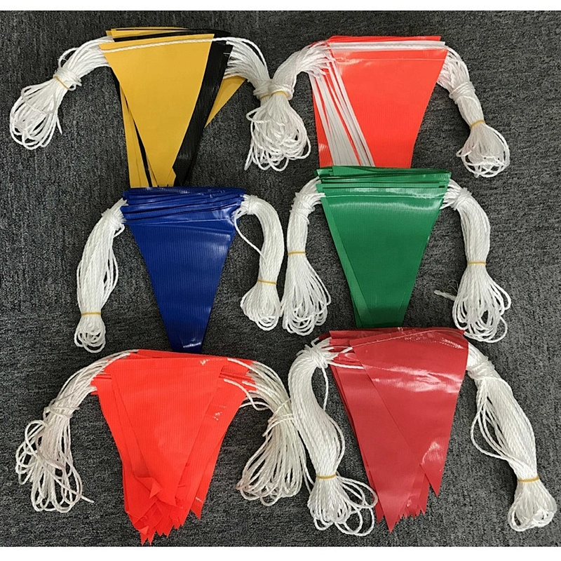 Outdoor Colorful Pennant Banner Safety Hi-Vis Fluorescent Flag Warning Flag Reusable Tough PVC Triangle Bunting Flagline