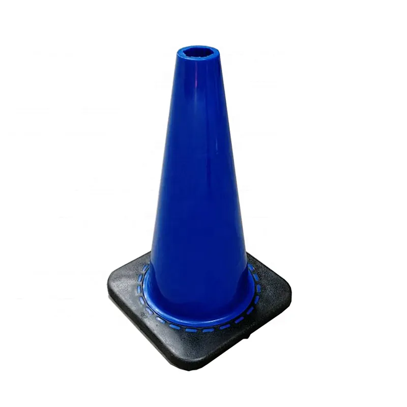 Flexible Road Safety Warning Cone  With High Intense Grade Reflective And Black Base 450mm Blue Traffic Cone