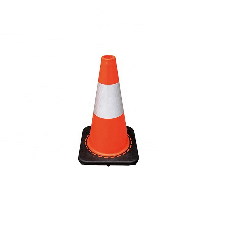 Flexible Road Safety Warning Cone  With High Intense Grade Reflective And Black Base 450mm Blue Traffic Cone