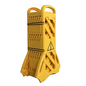 Yellow Retractable Plastic Mobile Construction Barricade Expandable Barrier Gate