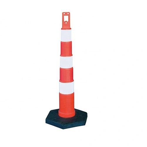 Worksite Construction Bollard 1070mm Traffic Warning Bllard With Rubber Base