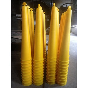 Road Safety Blue Stackable Bollard PE Traffic Warning Bllard With 12kg Rubber Base Plastic Traffic Bollard