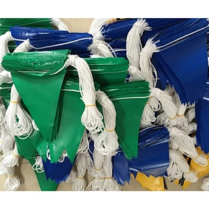 Outdoor Colorful Pennant Banner Safety Hi-Vis Fluorescent Flag Warning Flag Reusable Tough PVC Triangle Bunting Flagline