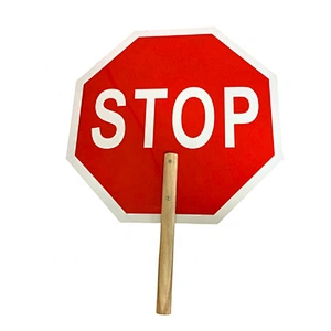 450mm Stop Slow Aluminum Sign Paddle Traffic Road Warning Sign  with Wooden Dowel for Safety