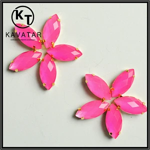 Hot pink horse eye shape rhinestone for drop earring